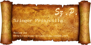 Szinger Priszcilla névjegykártya